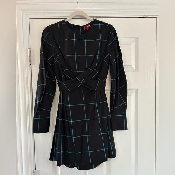 NWT STAUD Crosshill Cut-Out Windowpane Mini Dress - Picture 5 of 6